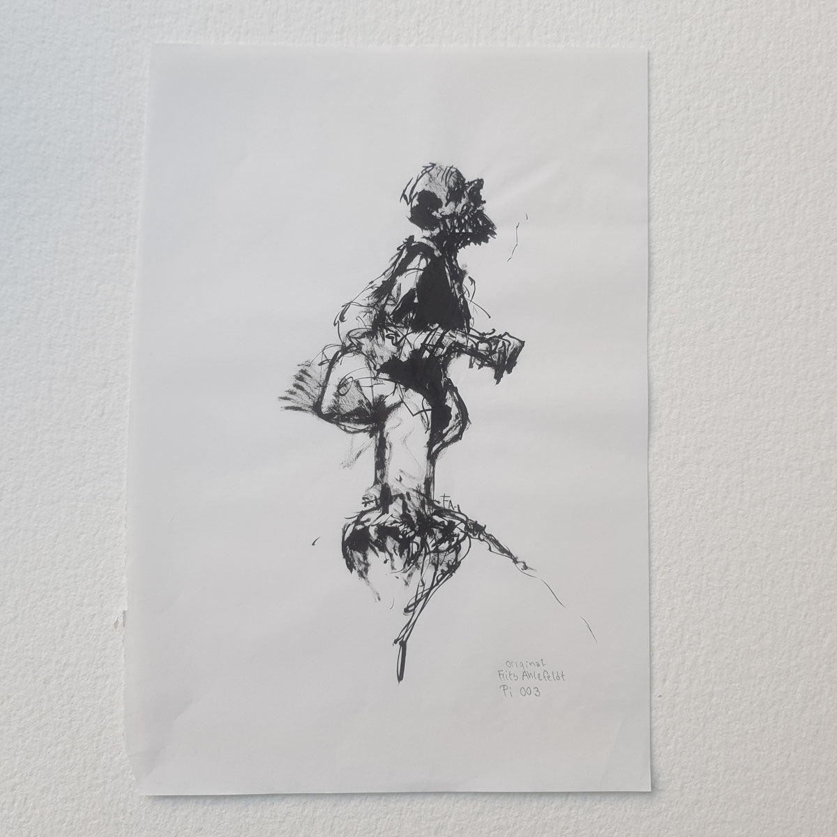 絵画 flk040174 八木伸子「青い服の人形」ガラス絵・F0号 絵画買取・販売の小竹美術