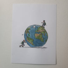 Load image into Gallery viewer, Original Di02351 Pushing globe man 30x40cm artwork