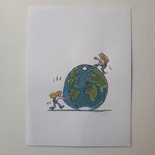 Load image into Gallery viewer, Original Di02352 Pushing globe woman 30x40cm artwork