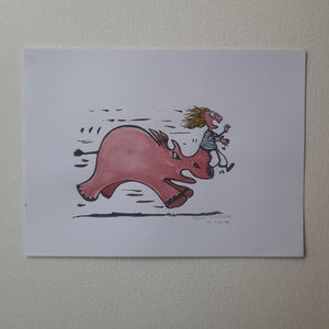 Original Di02375 Red rhino anger 30x40cm artwork