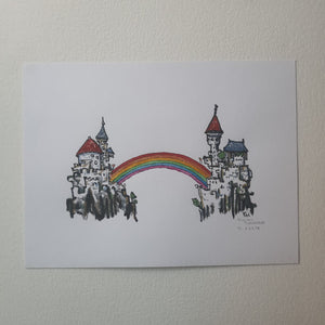 Original Di02378 Rainbow bridge castle 30x40cm artwork