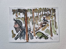 Load image into Gallery viewer, Original Di02730 Hiking through forest illustration