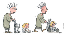 Load image into Gallery viewer, Original Di02747 senior walker kid with phone illustration