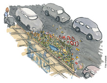 Load image into Gallery viewer, Original Di02826 urban sidewalk biodiversity illustration