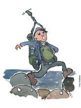 Load image into Gallery viewer, Original Di02844 Hiking between stones illustration