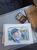 Dj00289 Original watercolor hiking sketch