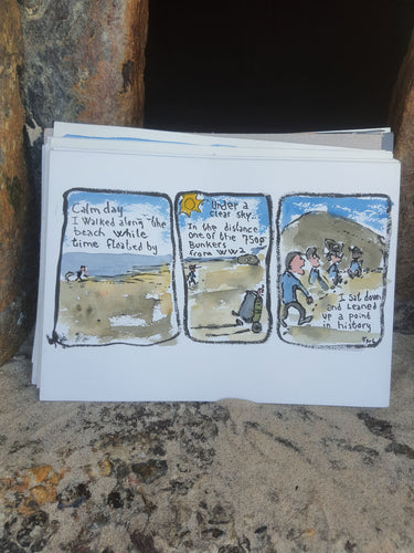 Dj00284 Original drawing Old bunker on beach