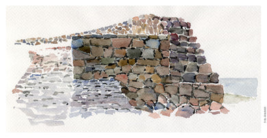 Original Ert032 Granite wall watercolor A4