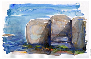 Original Ert035 Stones watercolor A4