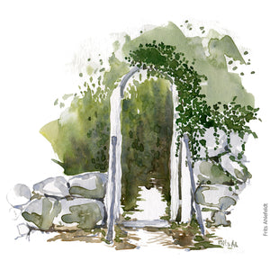 Original Ert067 Gate to kings garden Christiansø watercolor A4