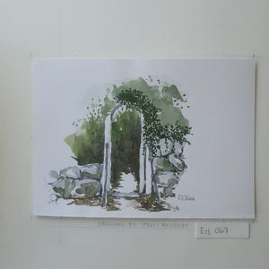 Original Ert067 Gate to kings garden Christiansø watercolor A4