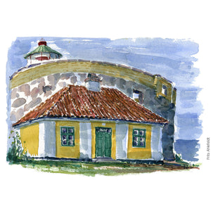 Original Ert087 House Christiansø watercolor A4