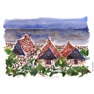 Original Ert094 Stone hut Christiansø watercolor A4