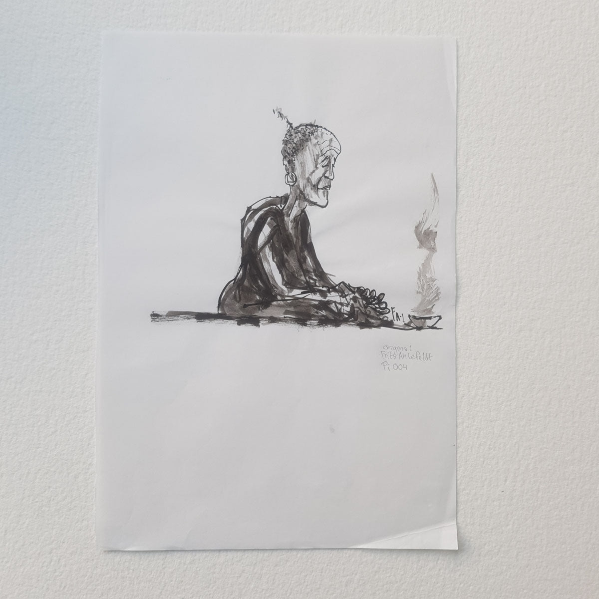 Frit Ink Pi004 Original ink drawing people A4 size – Frits Ahlefeldt Art