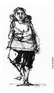 Pi013 Original ink drawing people A4 size