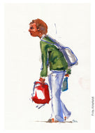 Pw009 Original A4 size Watercolor of people