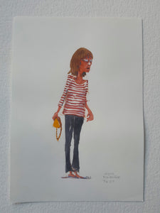 Pw010 Original A4 size Watercolor of people