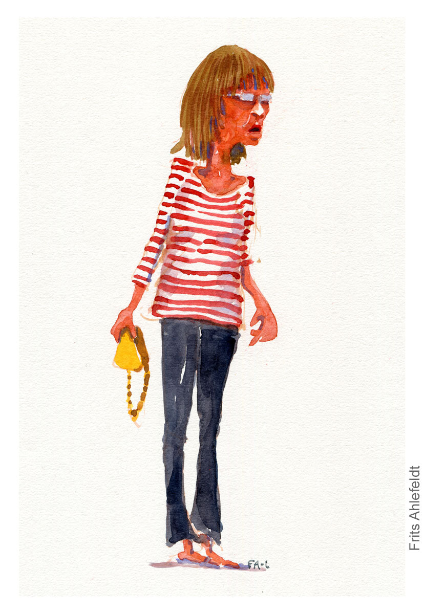 Pw010 Original A4 size Watercolor of people