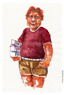 Pw011 Original A4 size Watercolor of people