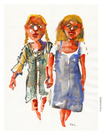 Pw020 Original A4 size Watercolor of people