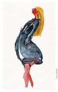 Pw040 Original A4 size Watercolor of people