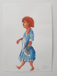 Pw041 Original A4 size Watercolor of people