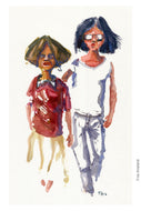 Pw045 Original A4 size Watercolor of people