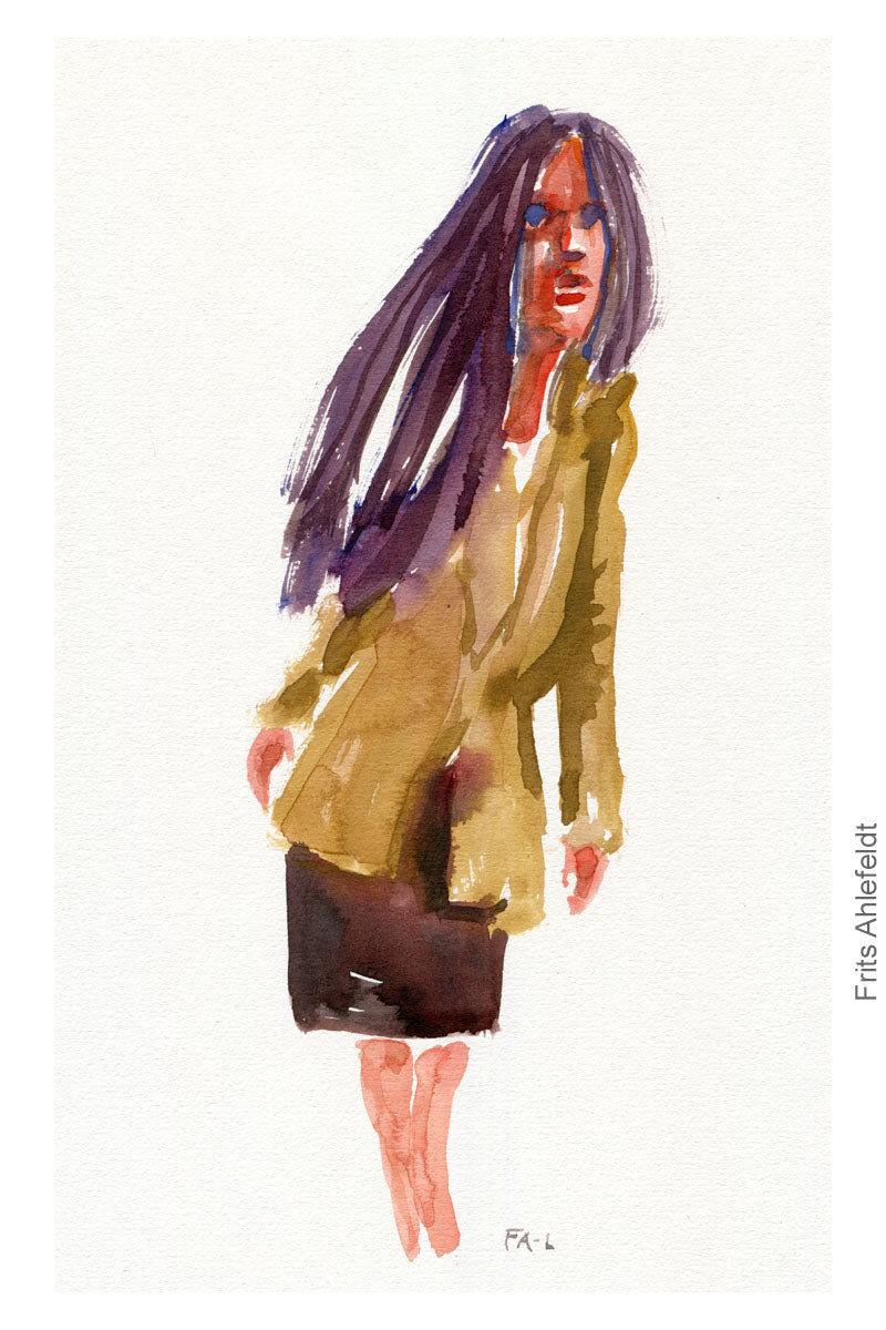 Pw046 Original A4 size Watercolor of people