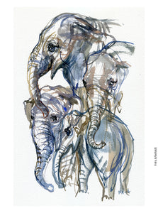 ZOO-008 Original elephant watercolor