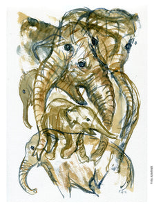 ZOO-009 Original elephant watercolor