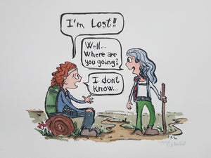 Di00006 Original Lost hiker girl illustration