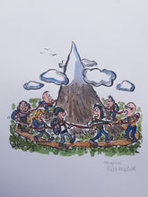 Load image into Gallery viewer, Original hiking around mountain illustration