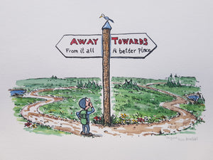 Di00036 Original Away from the all or towards a better place illustration