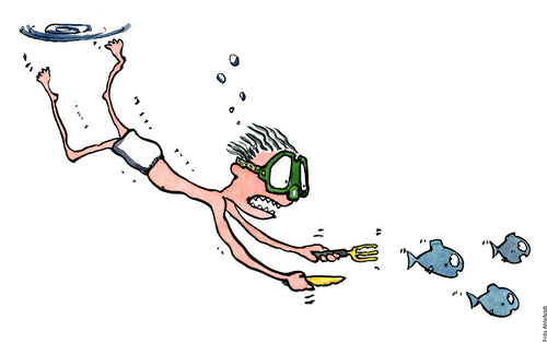 Di00153 download diver chasing fish illustration