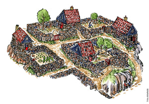 Di00186 download stone house village illustration