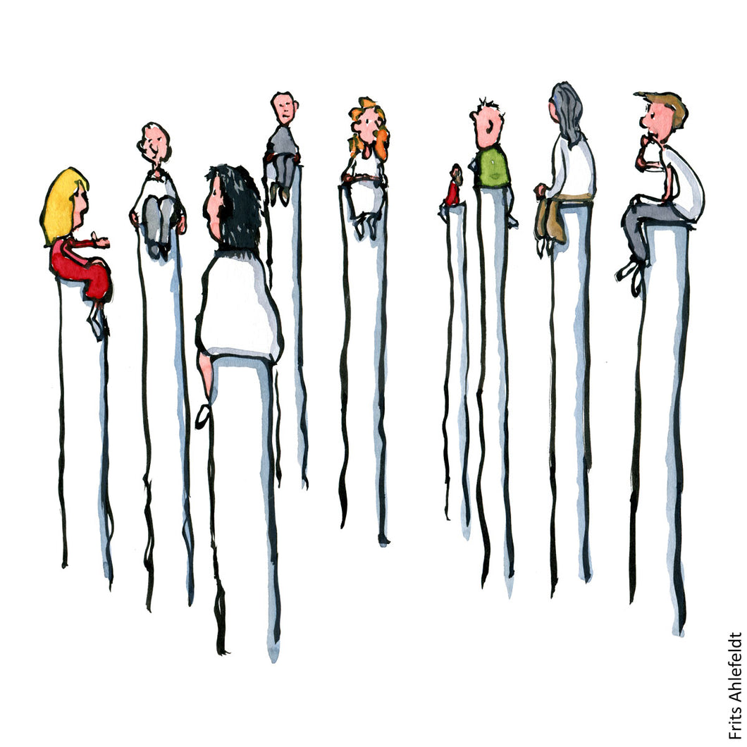 Di00188 download group sitting on poles illustration