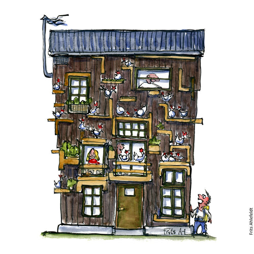 Di00194 download urban chicken façade house illustration