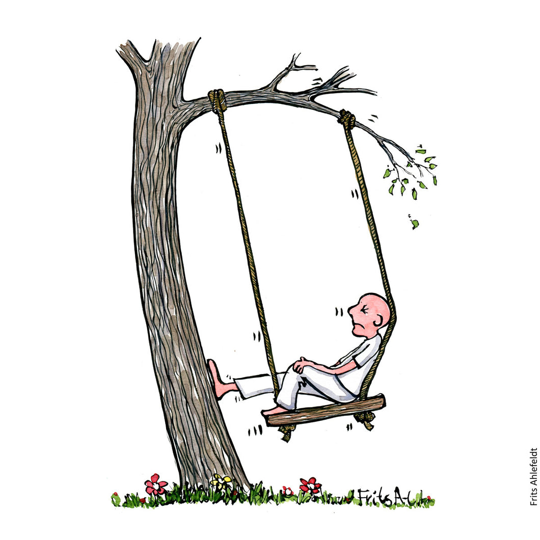 Di00211 download Frustrated man on swing illustration