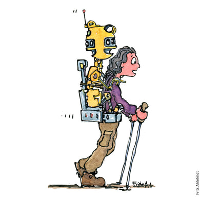 Di00214 download Robot VR hiker in backpack illustration