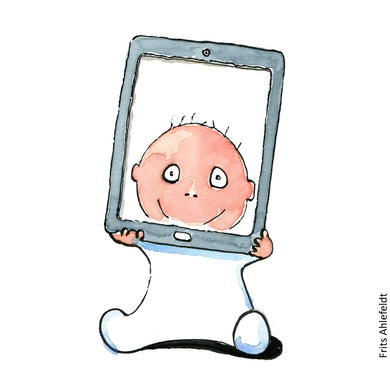 Di00218 download baby holding tablet illustration