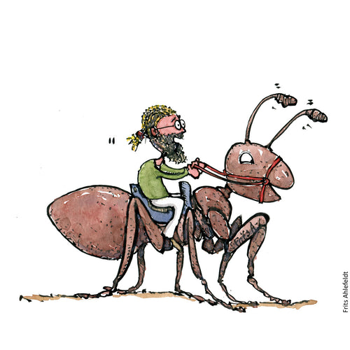 Di00223 download Man riding on ant illustration