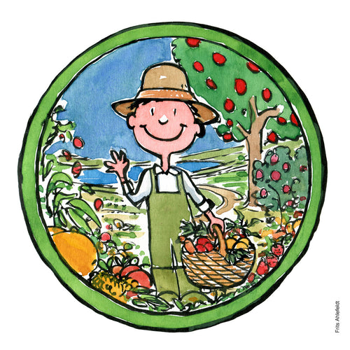 Di00250 download Gardener and green food circle 2 illustration