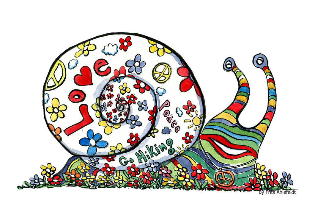 Di00262 download Hippie snail nomad illustration