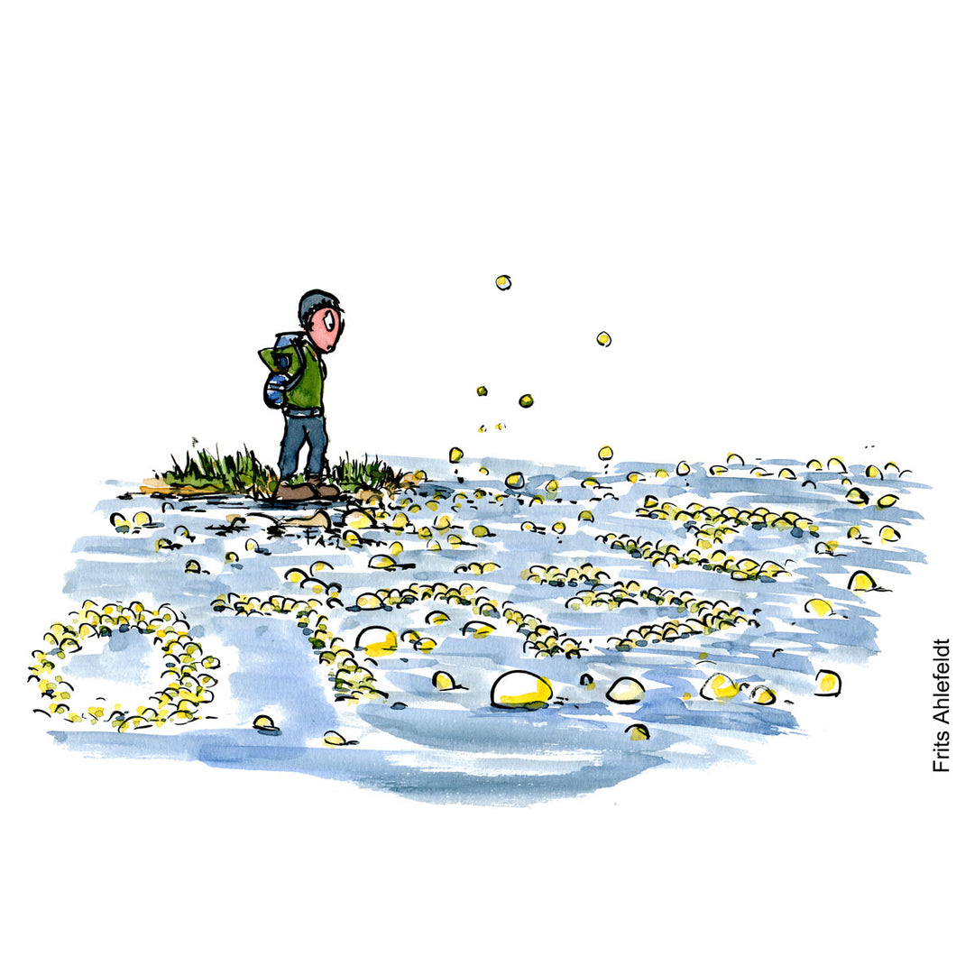Di00315 download Hiker look at Hello bubbles illustration