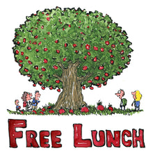 Load image into Gallery viewer, Free lunch tree with fruit and hikers around. illustration by Frits Ahlefeldt