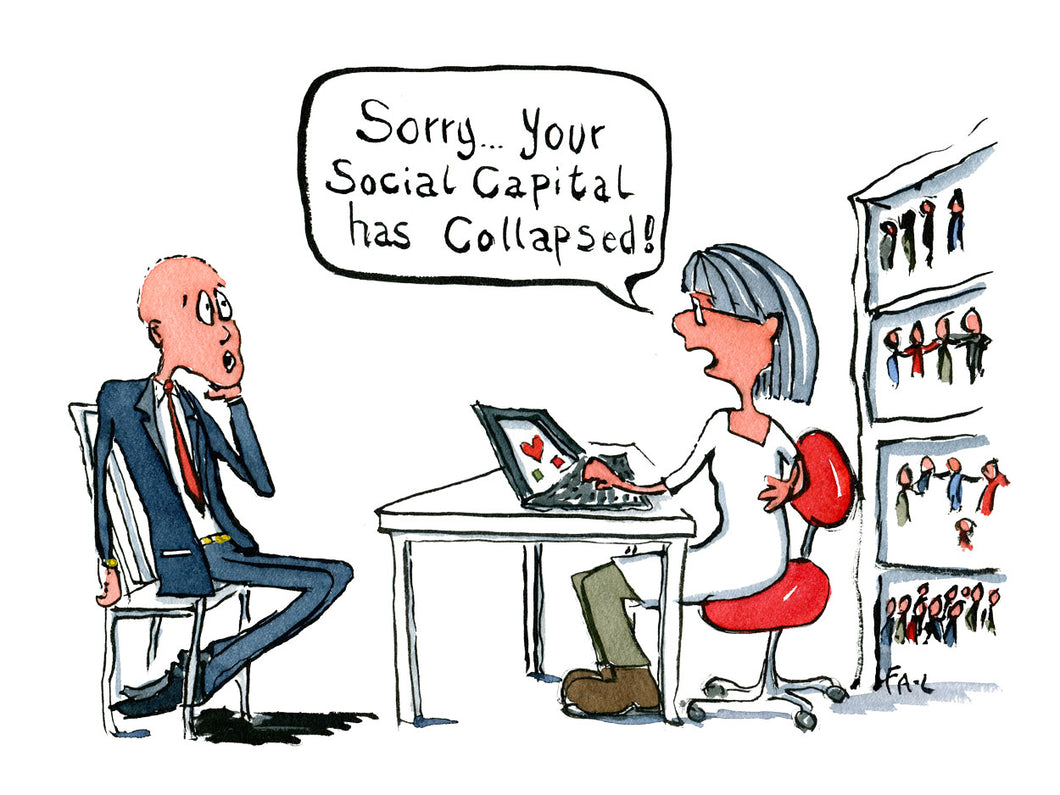 Out of social capital illustration by Frits Ahlefeldt