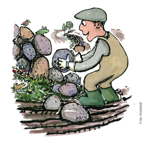 Di00485 download Farmer repair stone fence illustration