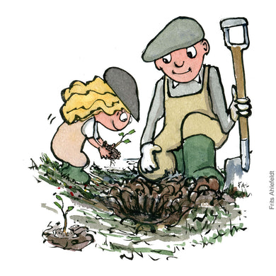 Di00486 download Farmer and little girl planting trees illustration