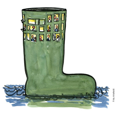 Di00735 download Rubber boot house illustration