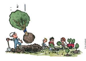 Di00745 download Man and kids planting trees illustration